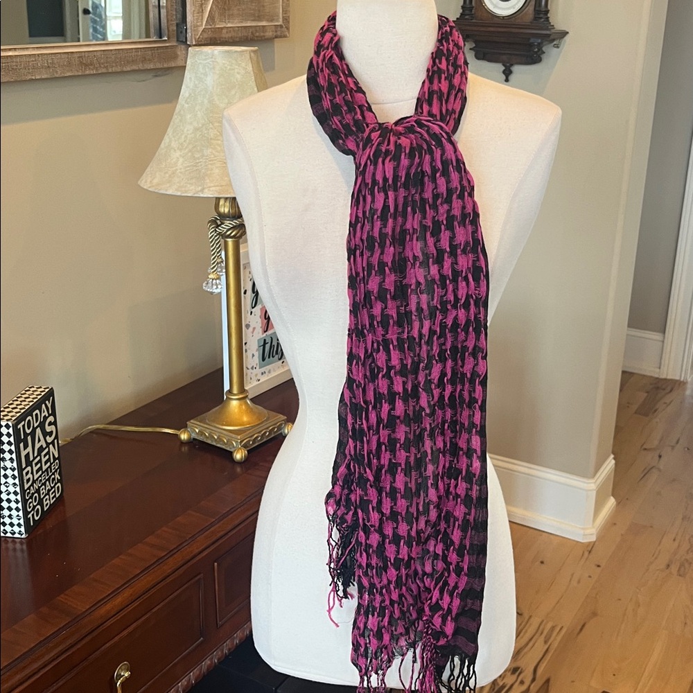 Fashion Scarf Pink Black Stripe Chevron